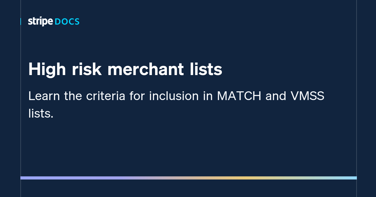 High risk merchant lists | Stripe Documentation