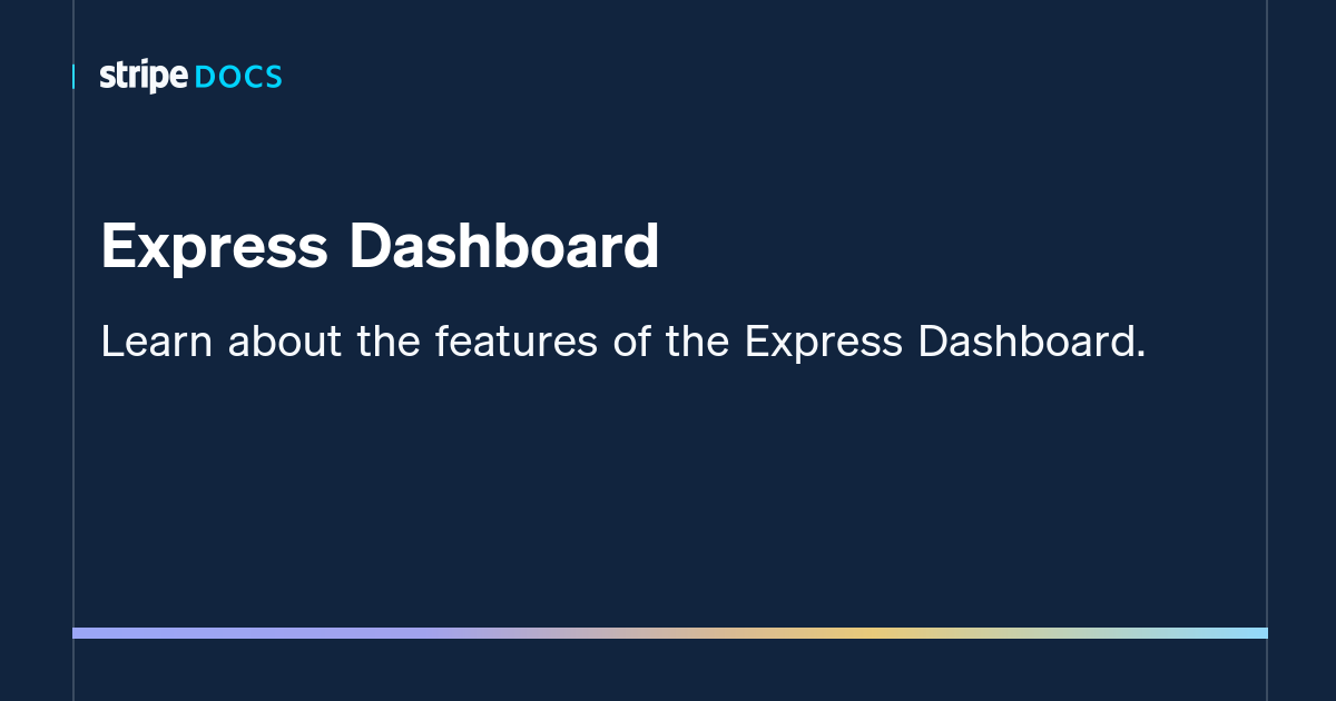 Express Dashboard | Stripe Documentation